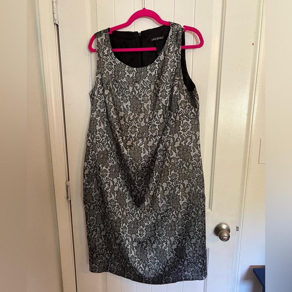 Lane Bryant silver brocade sheath dress size 16.